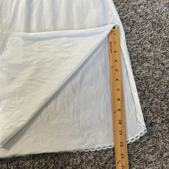 Vintage Half Slip Skirt Size Large White Ivory Solid Satin Nylon Side Slit - Picture 7 of 15